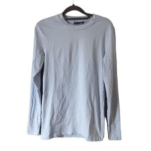 ASOS Long Sleeve Light Blue Shirt Womens Small Cotton Blend T-Shirt Top Crew